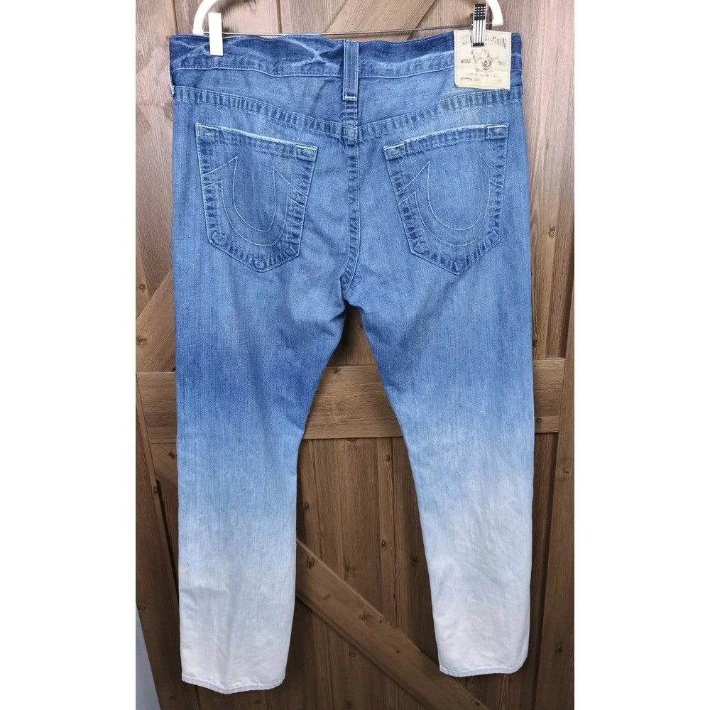 True Religion Mens 38x33 USA Made Button Fly Jeans Fade Wash Y2K Denim